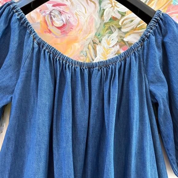 Free People Daydream Denim Tunic Off Shoulder Mini Dress Blue Size M - Picture 10 of 12
